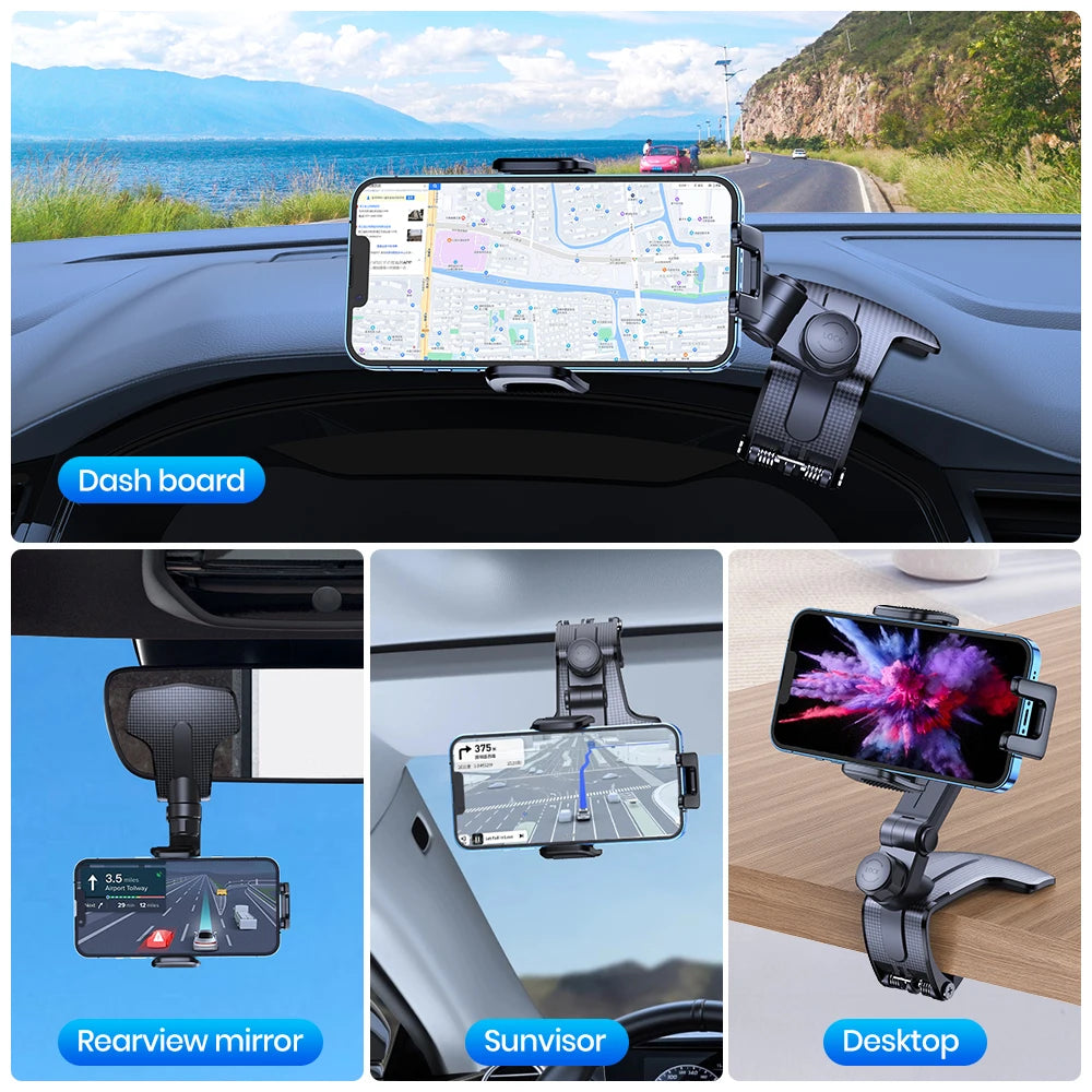 TOPK Phone Mount for Car Dashboard 360 Degree Adjustable Cell Car Phone holder with Anti-slip Silicone Clip Multi-Angles&amp;Stable