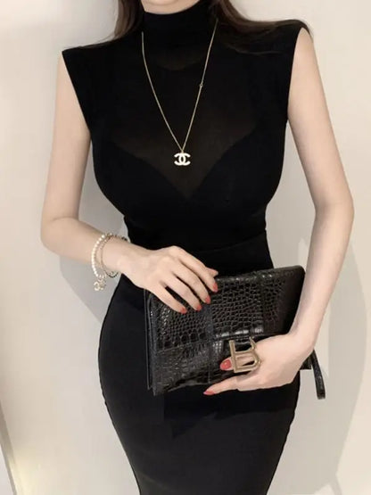 Solid Basic Long Sleeve Womens Tshirt Casual Black White Fashion Top T Shirt Ladies Fashion Korean See Through Tee Shirt
