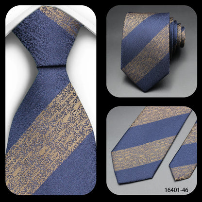 Luxury 7CM Mens Tie Necktie Red Green Stripes Solid Tie For Man Groom Jacquard Woven Neck Tie For Business Wedding Party