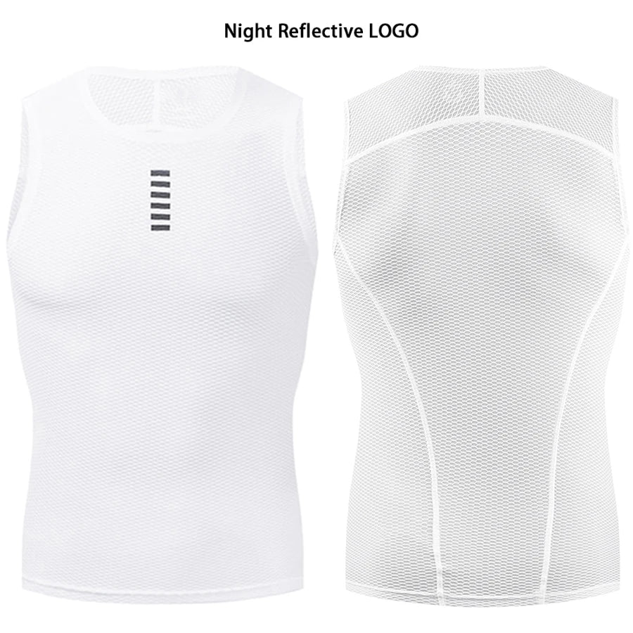 Cycling Underwear Sport Base Layer White Cycling Jersey Reflective Vest Men Undershirt Quick Dry Elastici Vest Road Bike Jersey