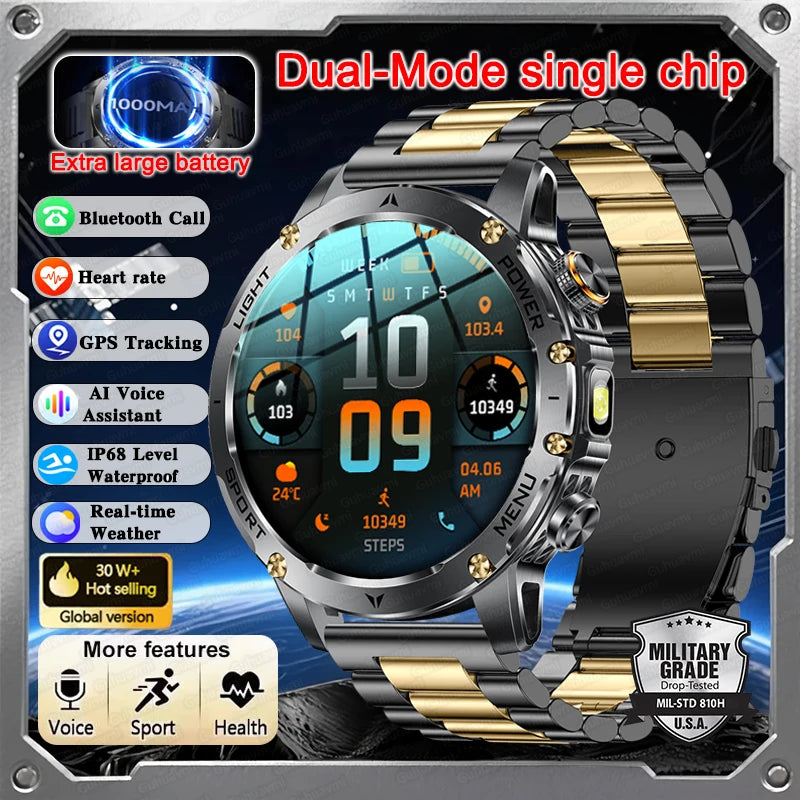 T-Rex 3 Military Grade 1000mAh Battery Smart Watch IP68 Waterproof GPS Bluetooth call AMOLED HD Men Sports 2026 New Smartwatch