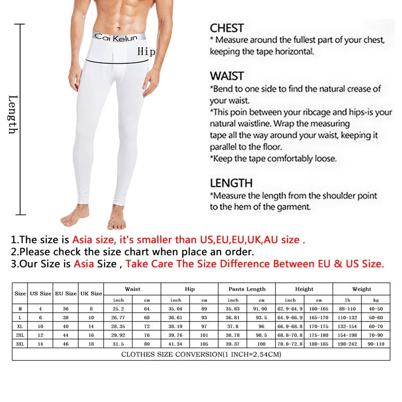 2025 New Thermal Underwear Men Winter Clothes Fleece Keep Warm Leggings Soft Underpants Also Can Sleepwear