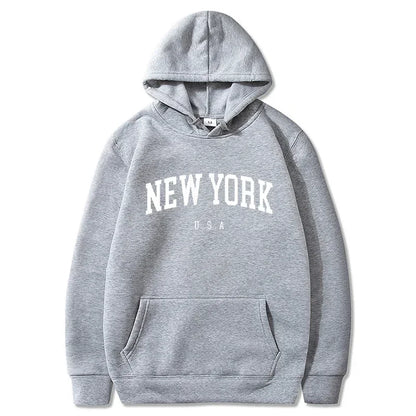 Women New York U.S.A City Hoodies Fashion Letter Printed Graphic Sweatshirts Loose CasuaMen l Harajuku Hooded Pullover Sportwear