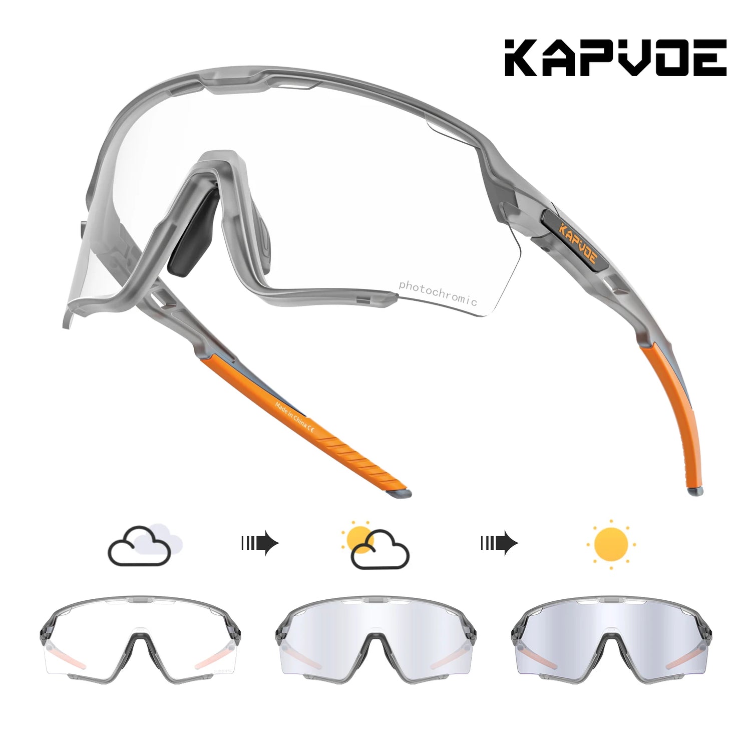 Kapvoe Cycling Glasses Photochromic Cycling Sunglasses UV400 MTB Sports Eyewear Outdoor Bicycle Goggles Bike Cycling Equipment