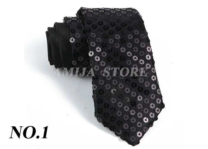 Shiny Sequins Neck Ties Men Women Stage Black Pink Blue Glitter Performance Prom Paillette Accessories Fashion Party 5cm Necktie
