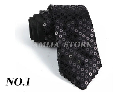 Shiny Sequins Neck Ties Men Women Stage Black Pink Blue Glitter Performance Prom Paillette Accessories Fashion Party 5cm Necktie
