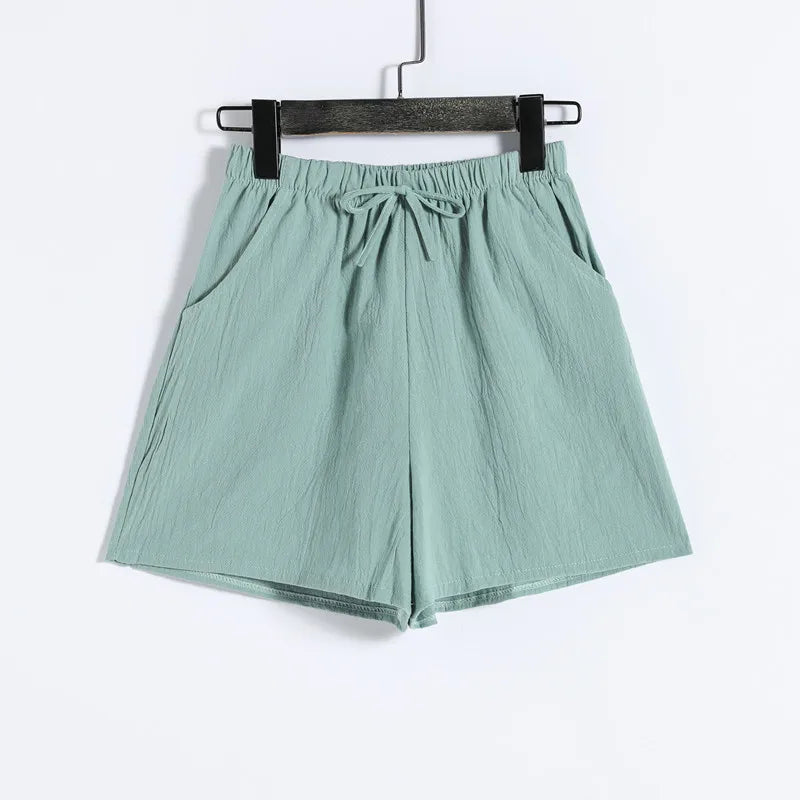 Women Summer Cotton Shorts Casual Solid Pockets Basic Shorts Elastic Waist loose shorts Soft Cool female Outwear Shorts