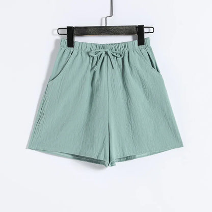 Women Summer Cotton Shorts Casual Solid Pockets Basic Shorts Elastic Waist loose shorts Soft Cool female Outwear Shorts