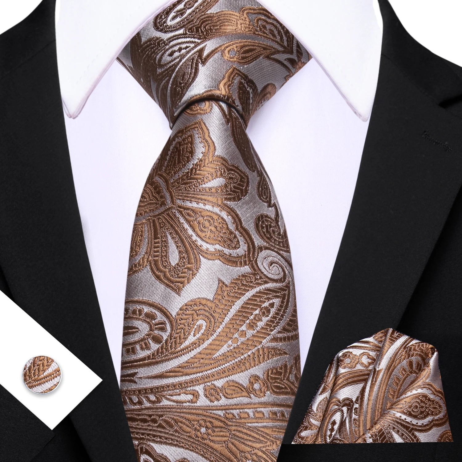 Barry.Wang Jacquard Brown &amp; Gold Men&