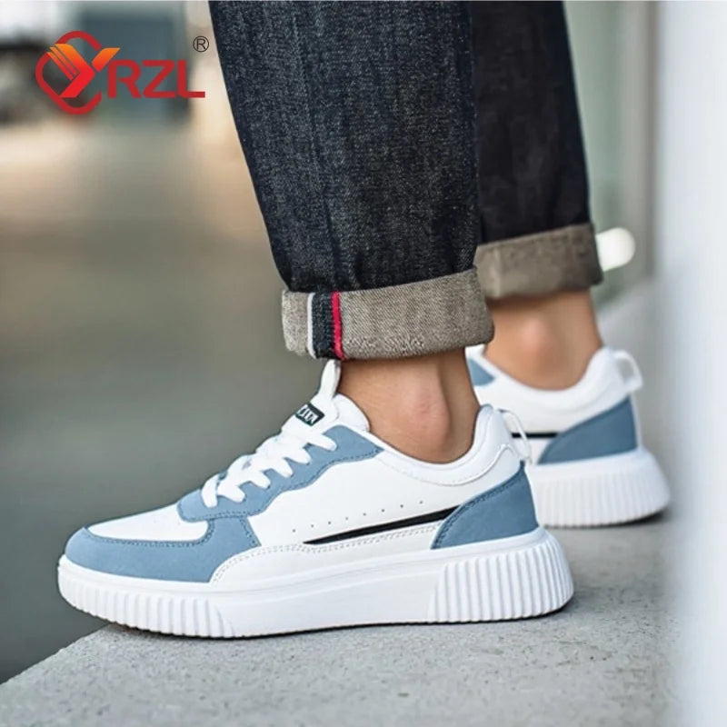 YRZL Mens Sneakers Autumn White Shoes Lightweight Thick Sole Non Slip Skatebaord Shoes Unisex Casual Sports Shoes for Man