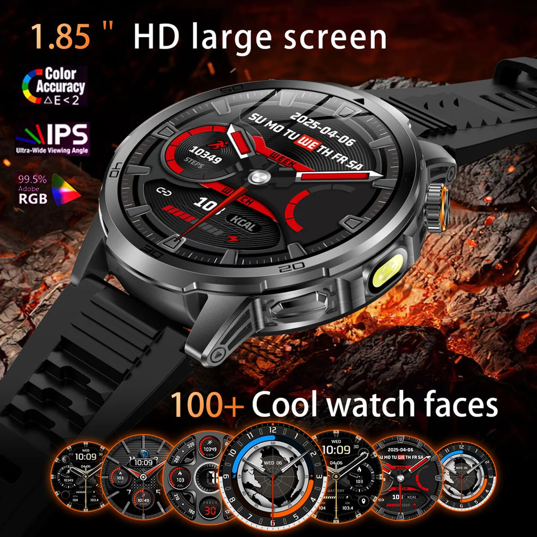 2026 New  Outdoor Smart Watch 1.85inch AMOLED 1000mAh Large Battery 5ATM Waterproof Voice Call Sports Men Fitness Bracelet