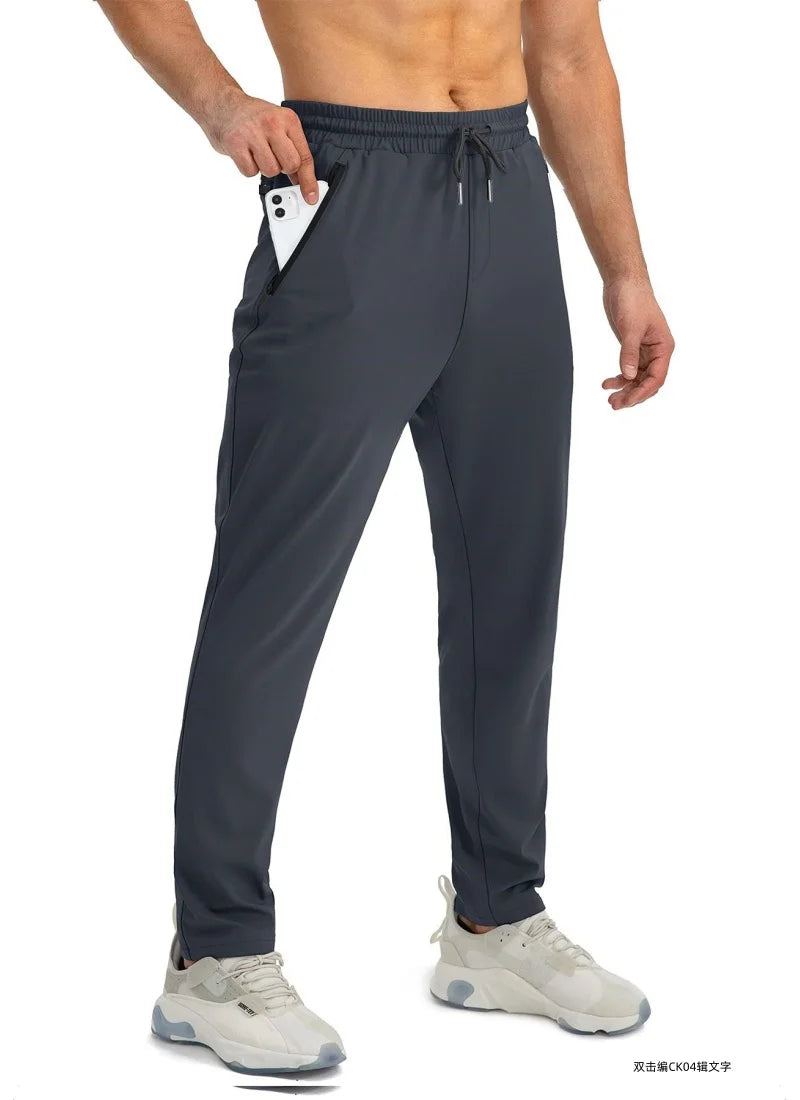Outdoor Pants Men Quick Dry Straight Running Hiking Pants Elastic Lightweight Yoga Fitness Exercise Sweatpants Joggers