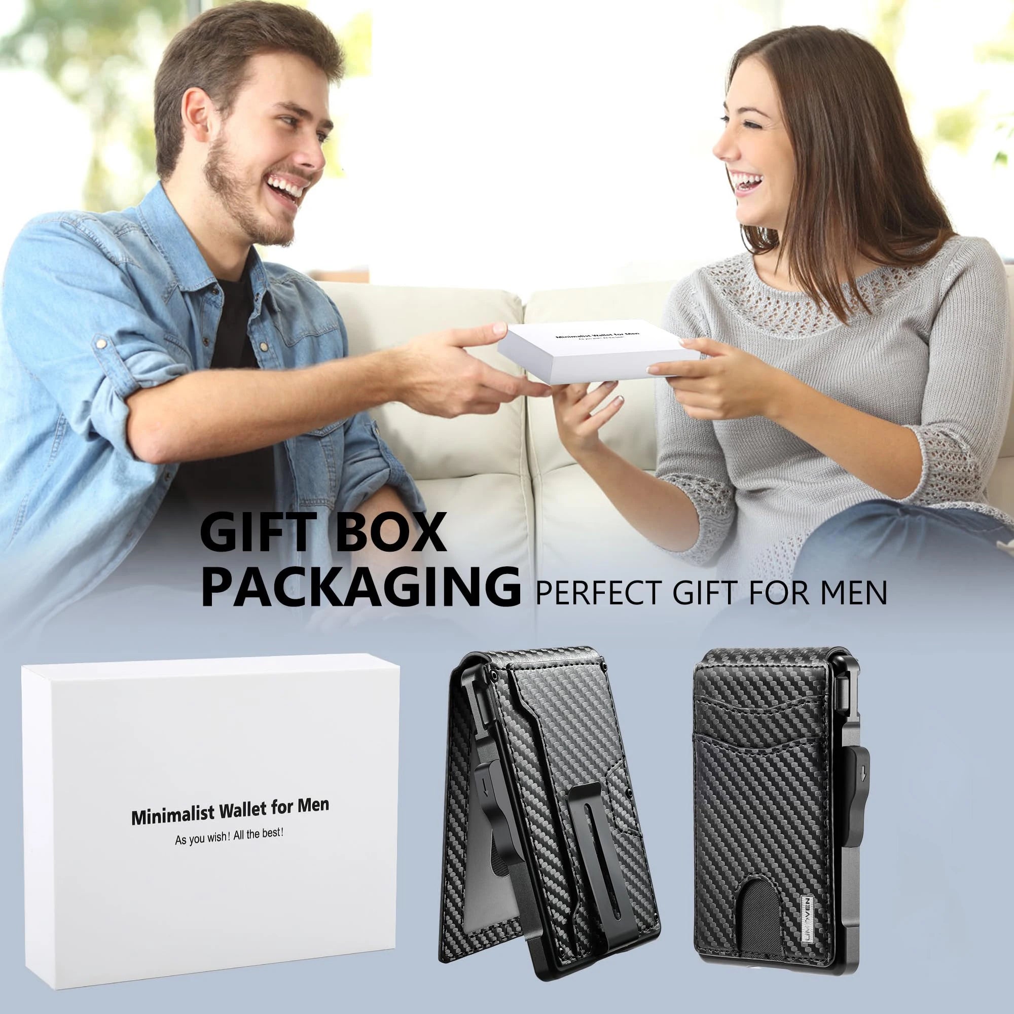 Wallet for Men, Mens Minimalist Wallet 9-13 Cards, Slim Compact Wallet with Money Clip &amp; ID Window, RFID Blocking Smart Pop Up C