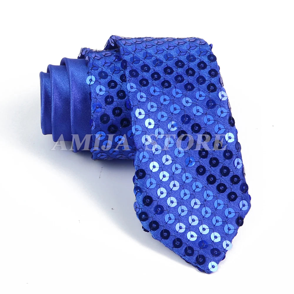 Shiny Sequins Neck Ties Men Women Stage Black Pink Blue Glitter Performance Prom Paillette Accessories Fashion Party 5cm Necktie