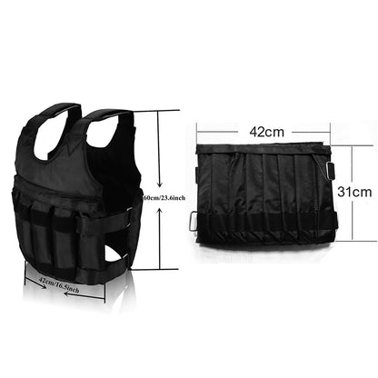 Max.50kg Loading Fitness Weighted Vest with 12 Pouches Training Fitness Jacket Adjustable Fitness Equipment For Boxing Training