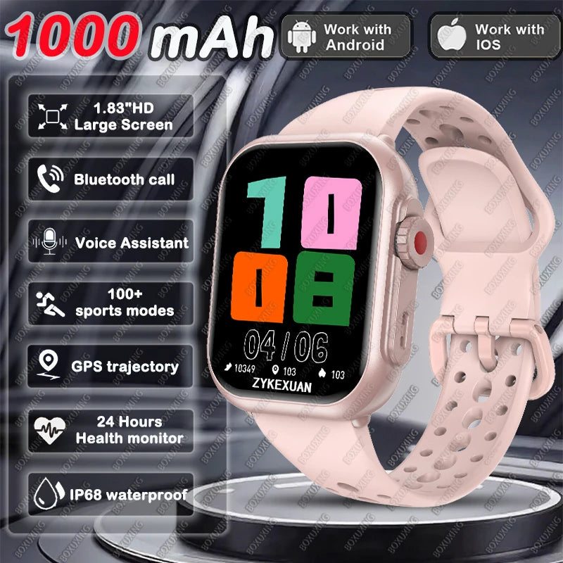 2025 New For Xiaomi Smart Watch Men Women 1.85-Inch HD AMOLED Full Touch Screen IP68 Waterproof Bluetooth Call SmartWatch Man