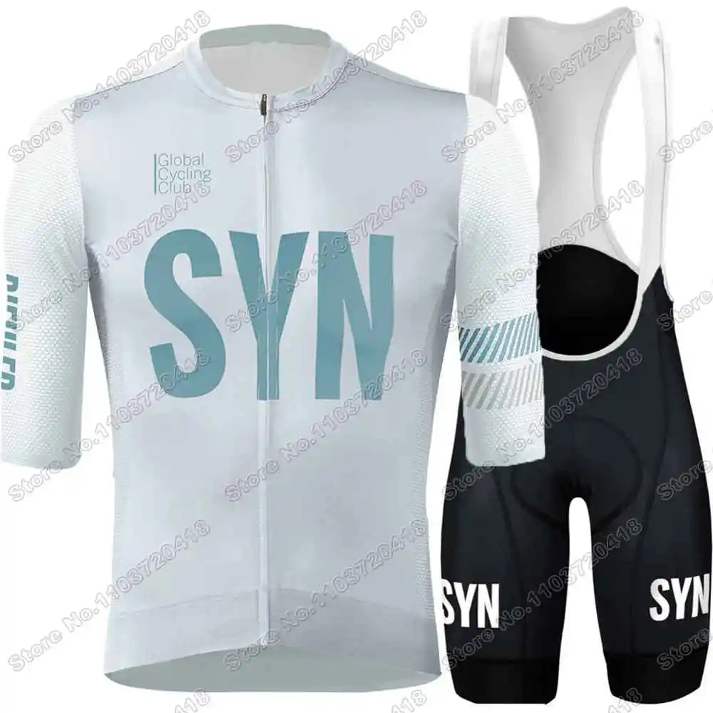 2025 SYN Cycling Jersey Set Pink Orange Green Grey Cycling Clothing Men Short Sleeve Kit Road Bike Shirt Suit Bicycle Bib Shorts
