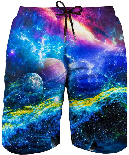 Summer Painting Art 3D Printing Mens Swimwear Swim Shorts Trunks Beach Board Shorts Swimming Pants Swimsuits Running Sports Mens
