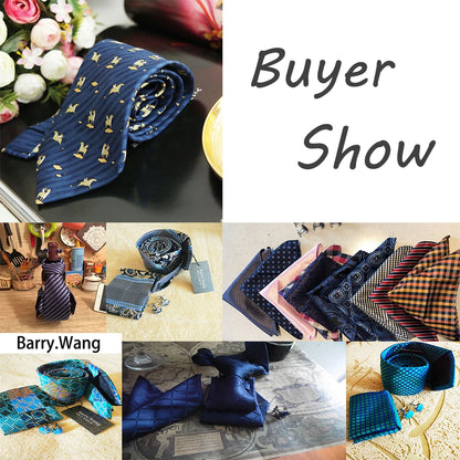 Blue Red Black Mens Silk Tie With Pocket Square Cufflinks Set Novelty Paisley Necktie For Male Formal Casual Party Barry.Wang
