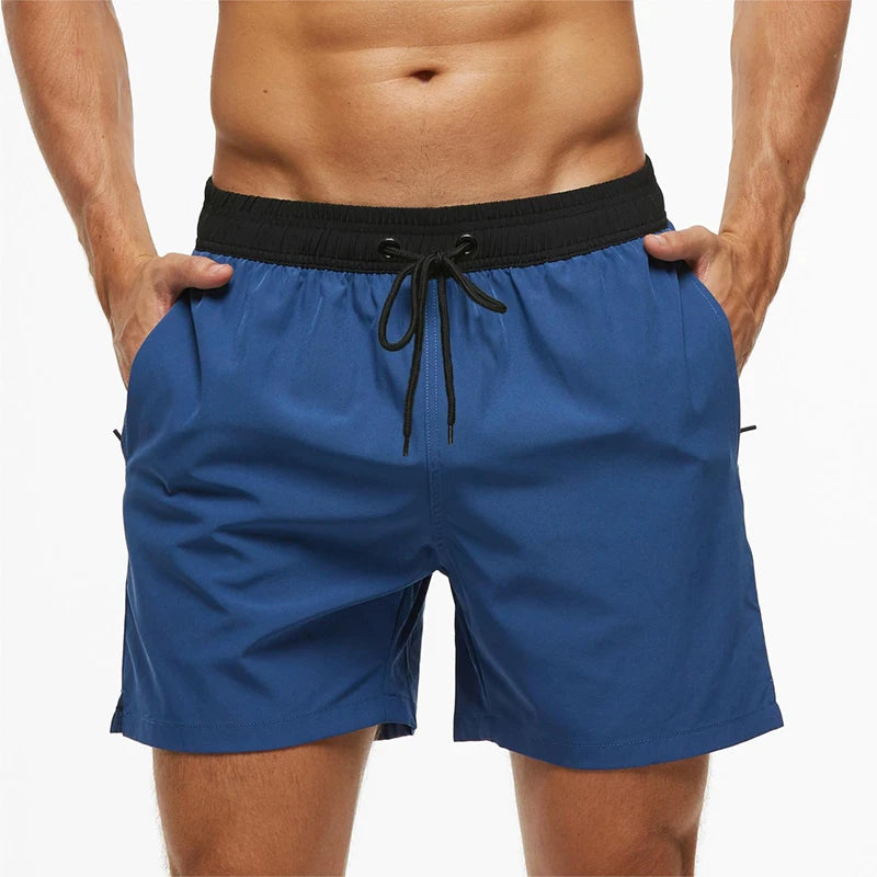 Datifer Summer 2026 Mens Shorts Solid Color Gym Mesh Liner With Zipper Pockets Beach Quick Dry Bermudas Masculina Swimsuits