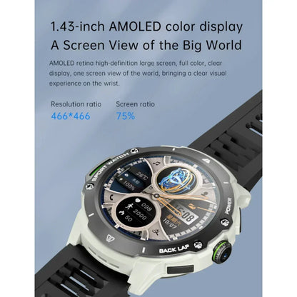 G15 Pro GPS Smart Watch 1.43 AMOLED Display Built-in Compass Barometric Altimeter Flashlight Voice Call Man Woman Smartwatch