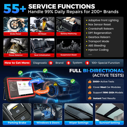 LAUNCH X431 PRO3S+ V5.0 Online Coding Auto Diagnostic Tools Bidirectionnal Control All Service OBD2 Scanner FCA DOIP CANFD