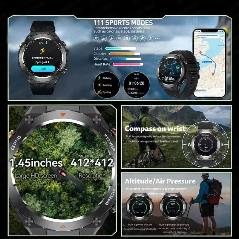 2025 New For Xiaomi GPS Sports Smart Watch Men Waterproof Fitness Trackr Bluetooth call 650Mah Battery Smartwatch Woman Bracelet