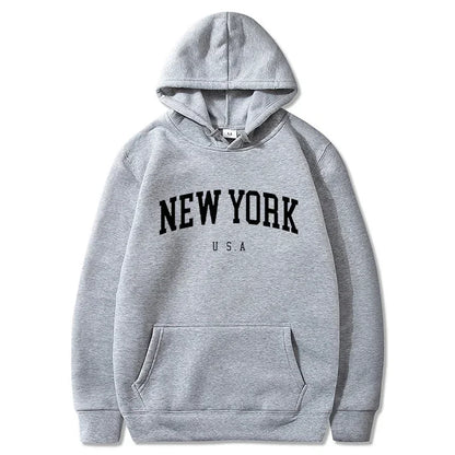 Women New York U.S.A City Hoodies Fashion Letter Printed Graphic Sweatshirts Loose CasuaMen l Harajuku Hooded Pullover Sportwear