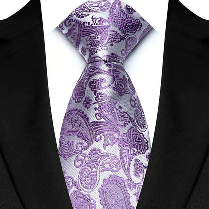 Luxury 8CM Mens Ties Solid Paisley Classic Business Necktie Jacquard Woven Neck ties For Men Groom Wedding Business Party