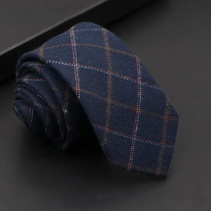 Classic Mens Solid Cotton Handmade 6cm Ties Striped Narrow Collar Slim Necktie Black Red Blue Formal Business Wedding Tie Gift