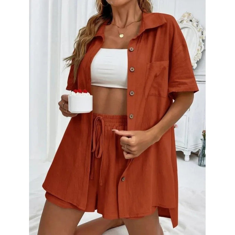 Faionable Casual ort Sve irt And orts Set Women&