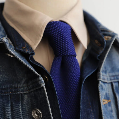 6CM Knit Tie Slim Fashion Knitted Ties For Men Solid Black White Blue Burgundy Knitted Skinny Men Necktie