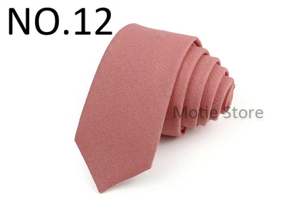 Mens Ties 6cm Classic Cotton Handmade Skinny Neck Ties For Men Soild Color Narrow Collar Slim Orange Grey Blue Tie Casual Tie