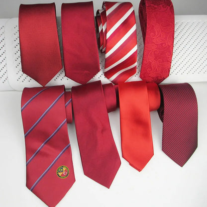 Red Tie ForMen Elegant Silk Necktie Legami White Stripe Solid Women Cravate Corbata Wedding Luxury Suit Man tuxed Gift Gravatas