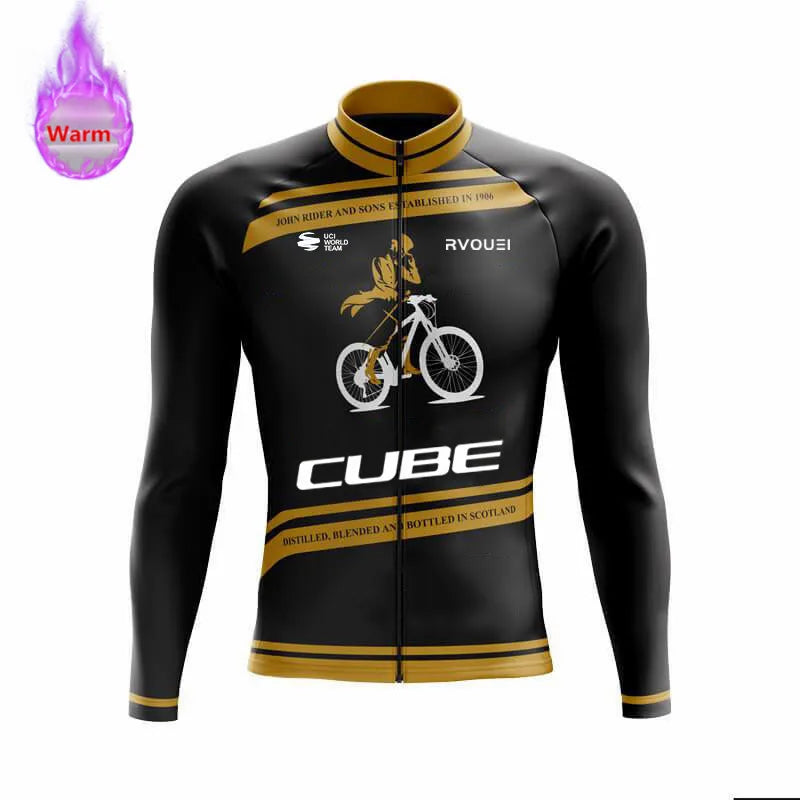 Winter Thermal Fleece Cycling Jersey Sports Bike Rvouei Cube Pro Team Mountian Bicycle Clothing Ropa Ciclismo Invierno Hombre