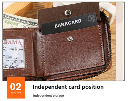 Business Bank Credit Card Holder Luxury Men Wallets Short Coin Purse Zipper Money Bag Cardholder Case Small Card Holders for Men