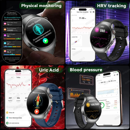 2026 New Accurate Body Health analysis Smart Watch Men ECG Blood lipids Uric acid Blood Pressure Body Fat Voice Call Smartwatch