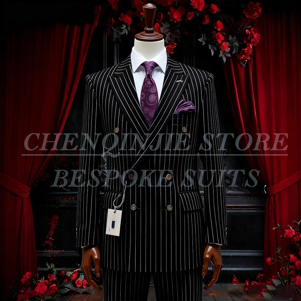 SILIWEYA Double Breasted Business Men&