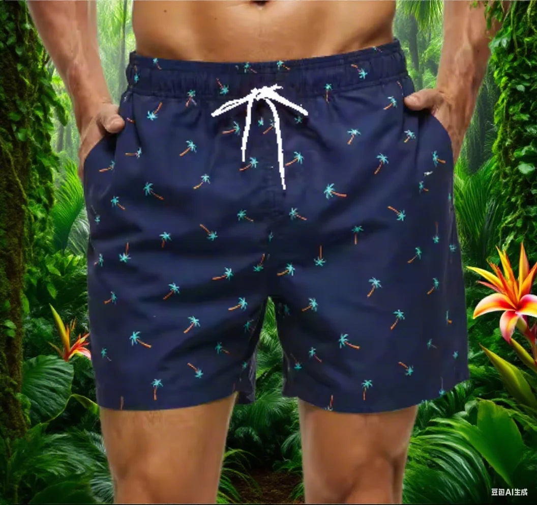 Mens Swim Trunks with Mesh Lining Side Pockets Solid Beach Shorts Quick Dry Lightweight Drawstring Board Shorts Summer Swimwear