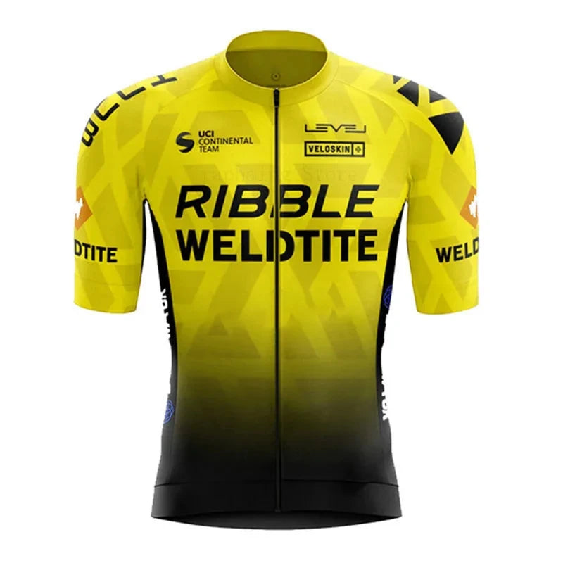 Ribble Weldtite Pro Team Cycling Jersey Set Summer Breathable Bicycle Men&