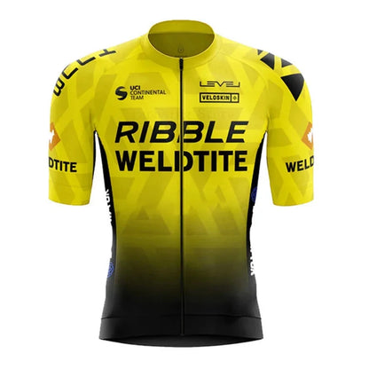 Ribble Weldtite Pro Team Cycling Jersey Set Summer Breathable Bicycle Men&