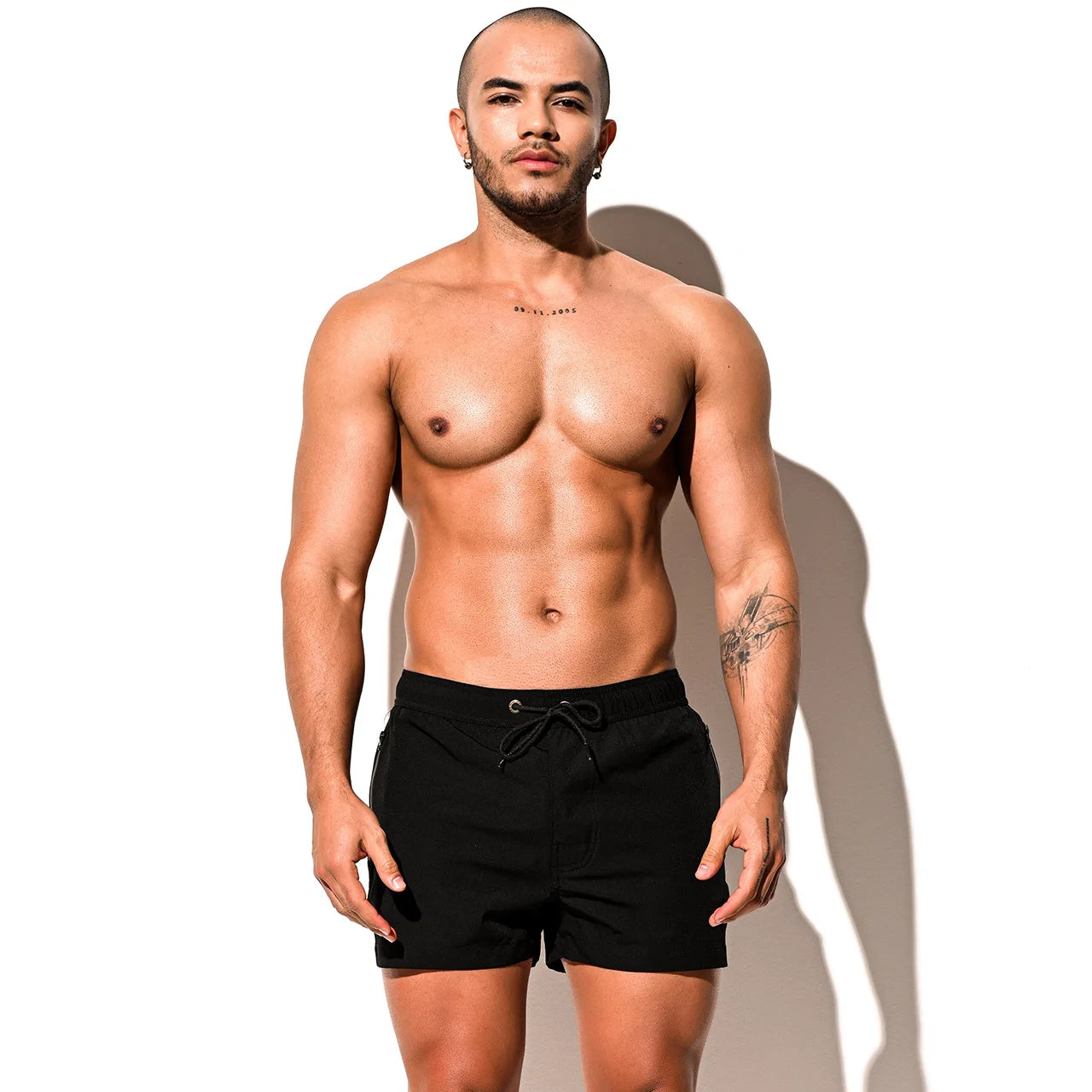 Desmiit Zipper Pocket Mens Beach Board Short Shorts Men Swimwear Swim Trunks Surfing Boardshorts Man Sport Wear Mesh Lined