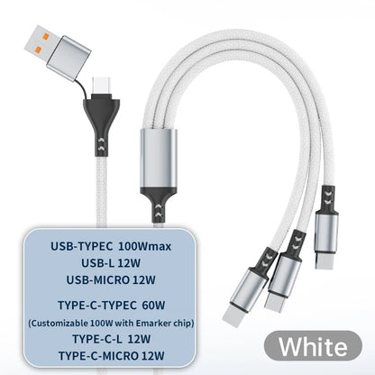 Two Tow Three 100w Braided Fast Charge Data Cable Pd For Mobile Phone Tablet Fully Compatible With Huawei Xiaomi Multi Interface