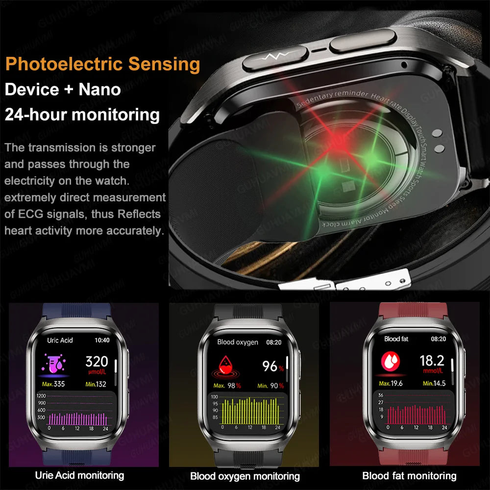 2026 New Upgrade AI Diagnostic  Airbag  Precise Blood Pressure Health SmartWatch Uric Acid ECG Blood lipids Smartwatch Men Women