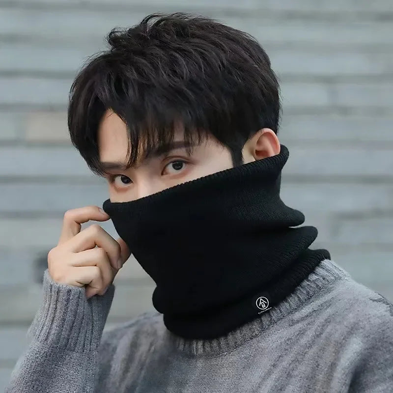 Warm Knitted Scarf Thickened Plush Windproof Winter Neck Gaiter Cold-proof Outdoor Sport Skiing Running Men Women Tube Scarf