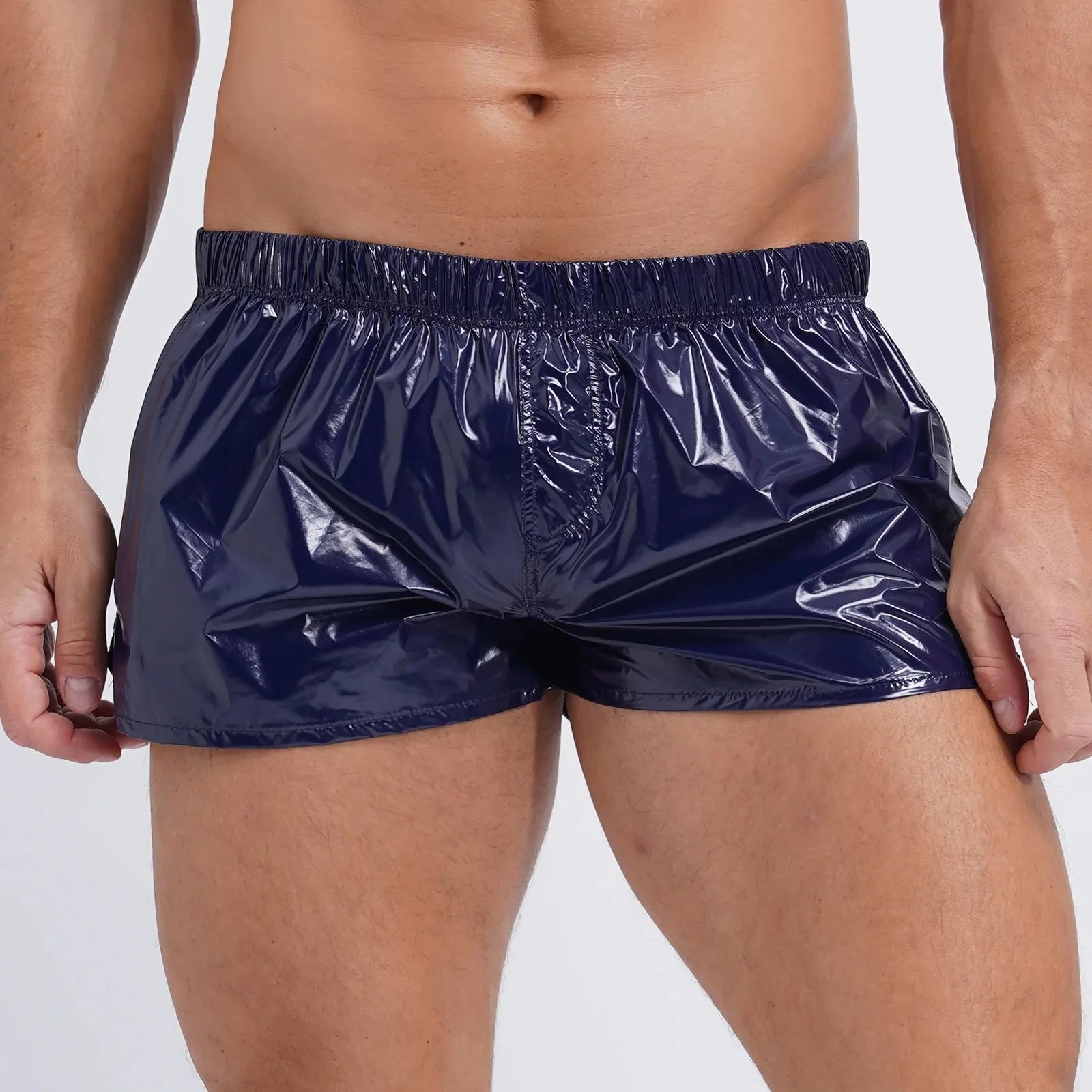 Swimwear Mens Swimsuit Low Rise Sides Slit Swim Shorts Slim Fit Glossy Swimming Trunks Beach Pool Party Nightclub Costume