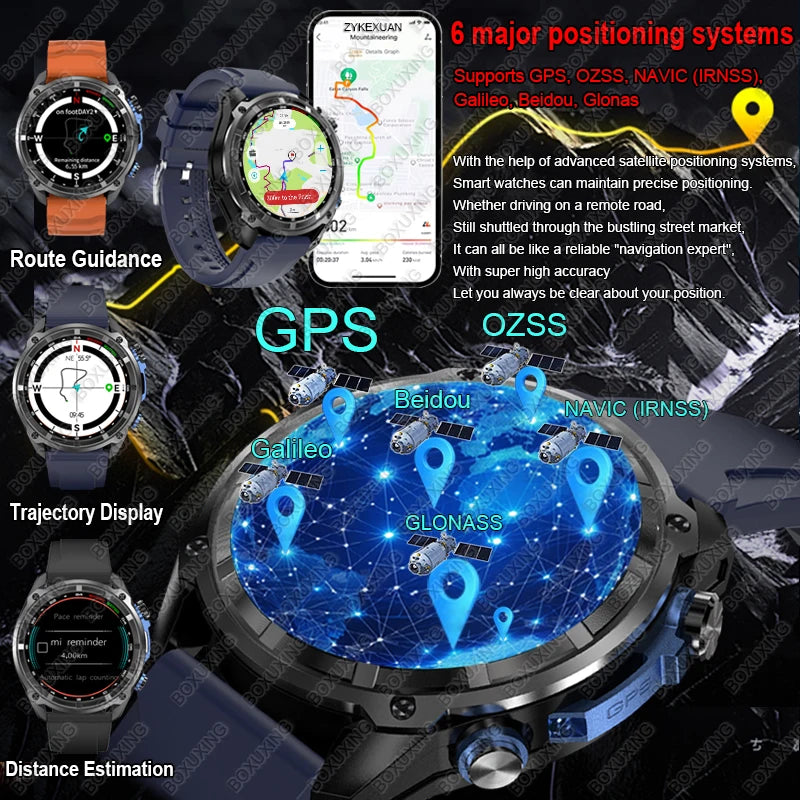 New GPS Military Smart Watch Men Offline Maps 4GB Memory 5ATM Waterproof Video Player 860 mAh Battery Swimming Sports Smartwatch