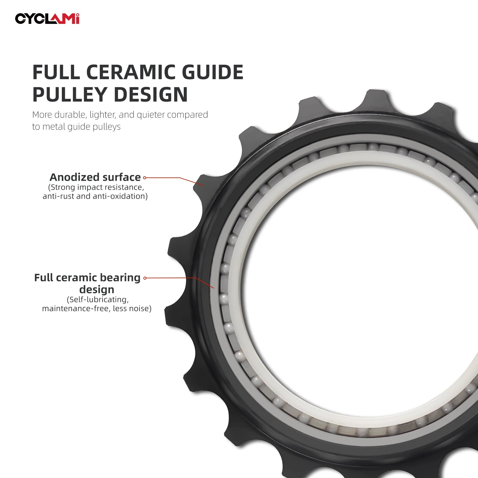 CYCLAMI 18T Bicycle Jockey Wheel Rear Derailleur Ceramic Pulley Bike Guide For AXS RED Road Bike L-TWOO ERX ER9 R9 R7