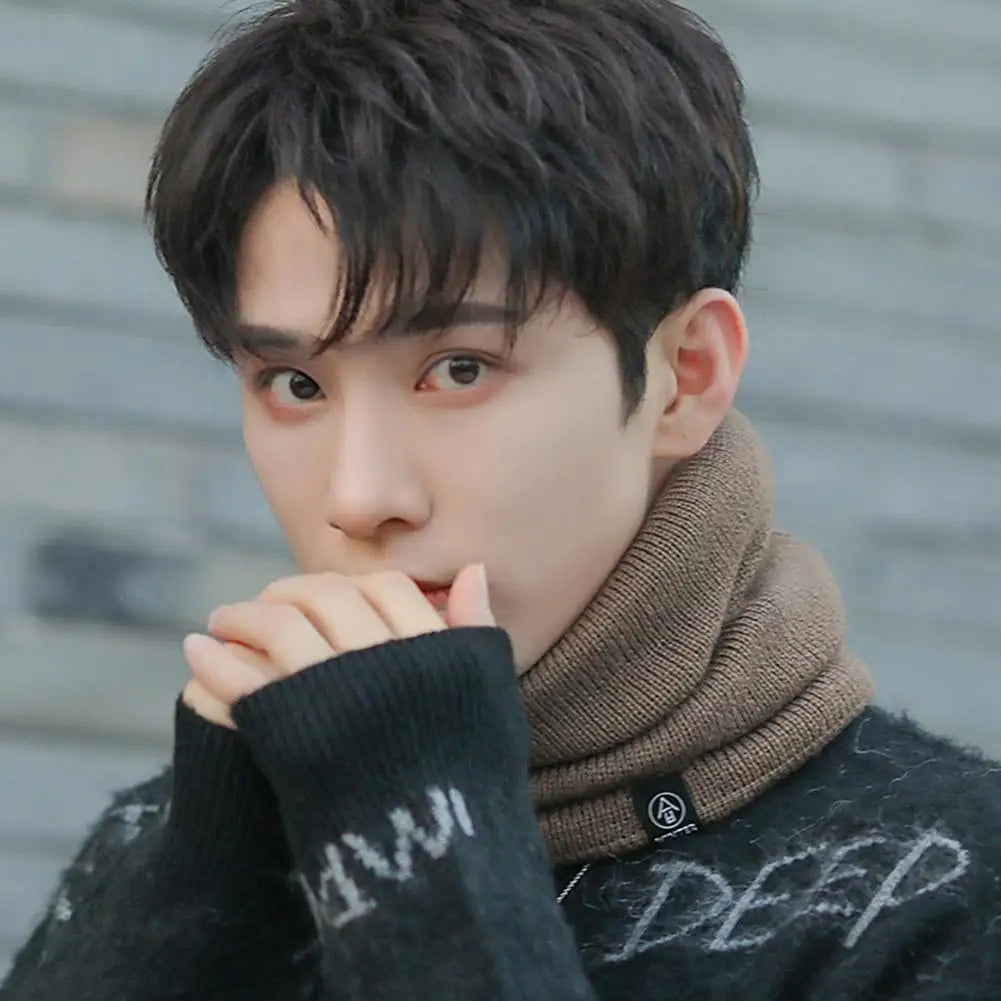 Fashion Women Knitted Scarf Solid Cashmer Like Winter Snood Scarves Lady Warm Wool Fur Thick Unisex Men Neck Scarfs Ring
