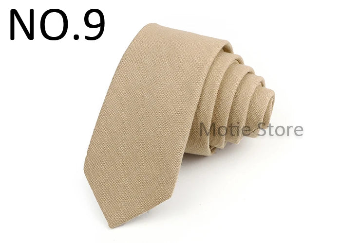 Mens Ties 6cm Classic Cotton Handmade Skinny Neck Ties For Men Soild Color Narrow Collar Slim Orange Grey Blue Tie Casual Tie